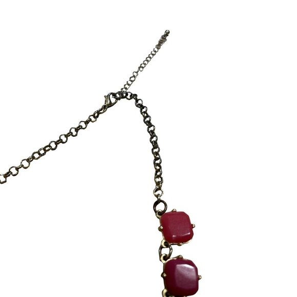 Pink Salmon Stone And Goldtone Necklace Statement Fun Color pop - Picture 4 of 6